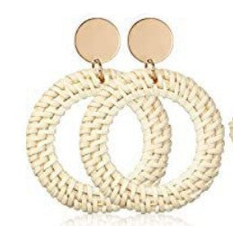 Wholesale Retro Geometric Beach Holiday Exaggerated Rattan Earrings